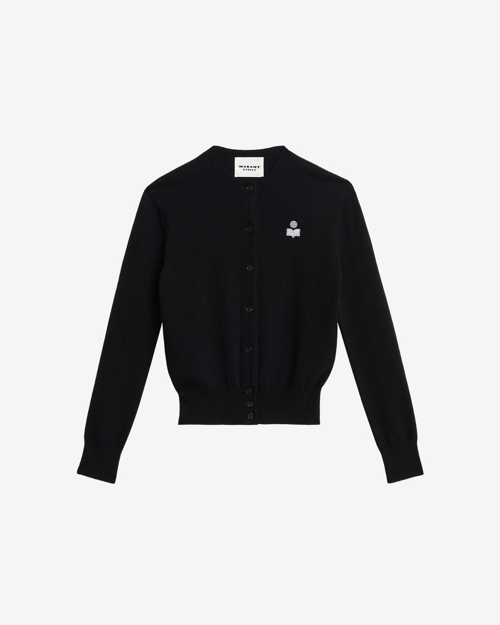 Chic Mona Cotton Blend Knit Cardigan with Embroidered Logo & Ribbed Finish