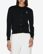 Chic Mona Cotton Blend Knit Cardigan with Embroidered Logo & Ribbed Finish