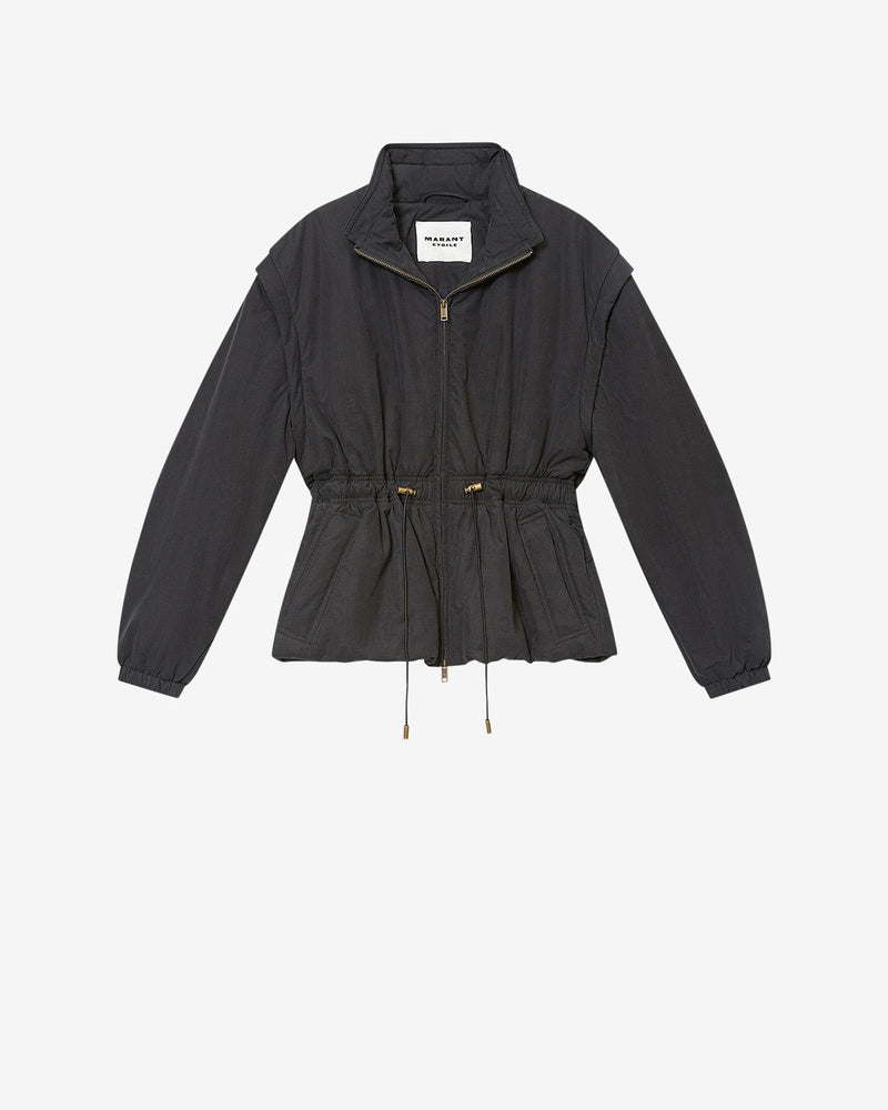 Stylish DASTYNI Women's Black 2-in-1 Convertible Cotton Coat with Removable Sleeves