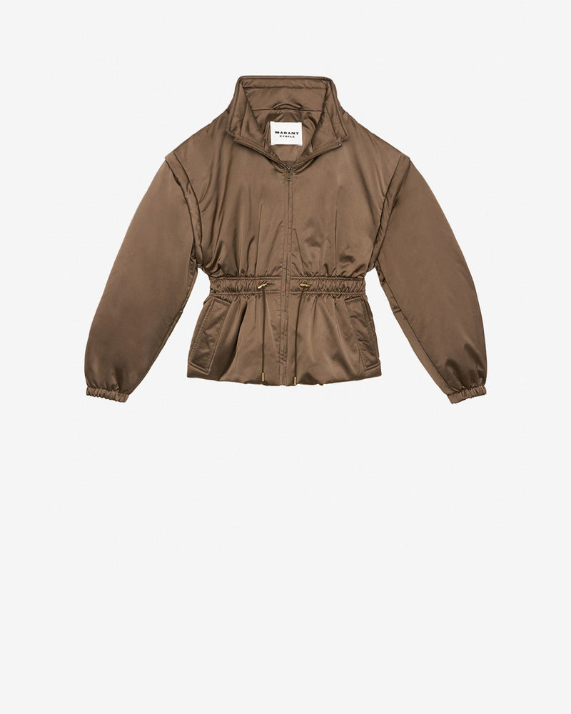 Etoile DASTYNI Luxurious Khaki Quilted Satin Nylon Puffer Coat with Drawstring Waist