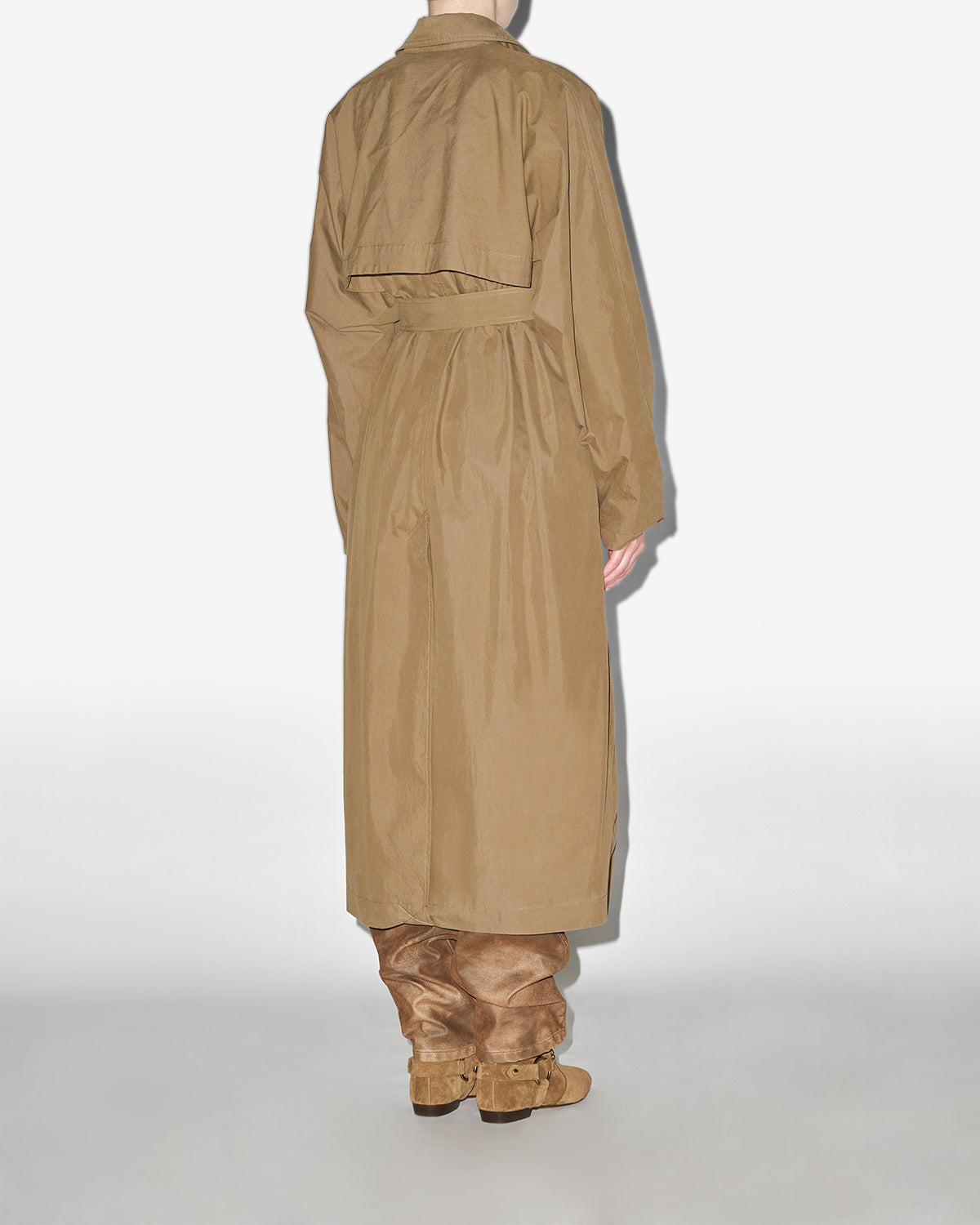 Chic Women&#39;s Long Cotton Double-Breasted Trench Coat Notched Lapel