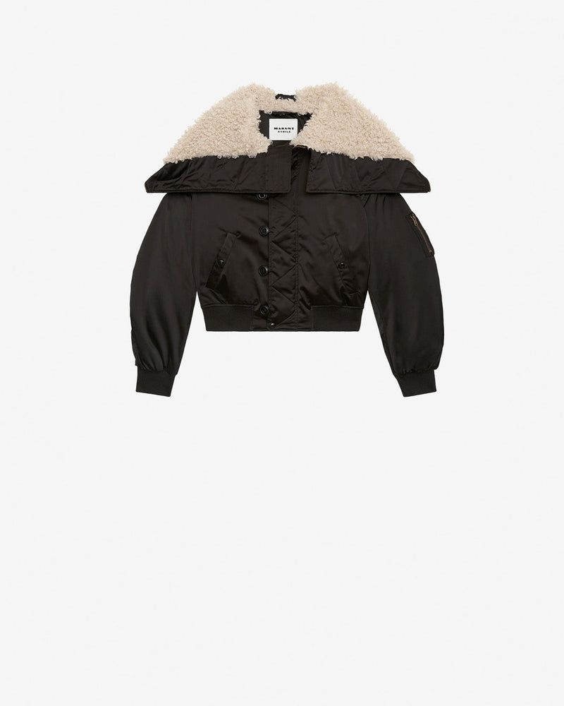 Chic Quilted Satin Nylon ELISA Coat Faux Fur Lapel Hooded Jacket