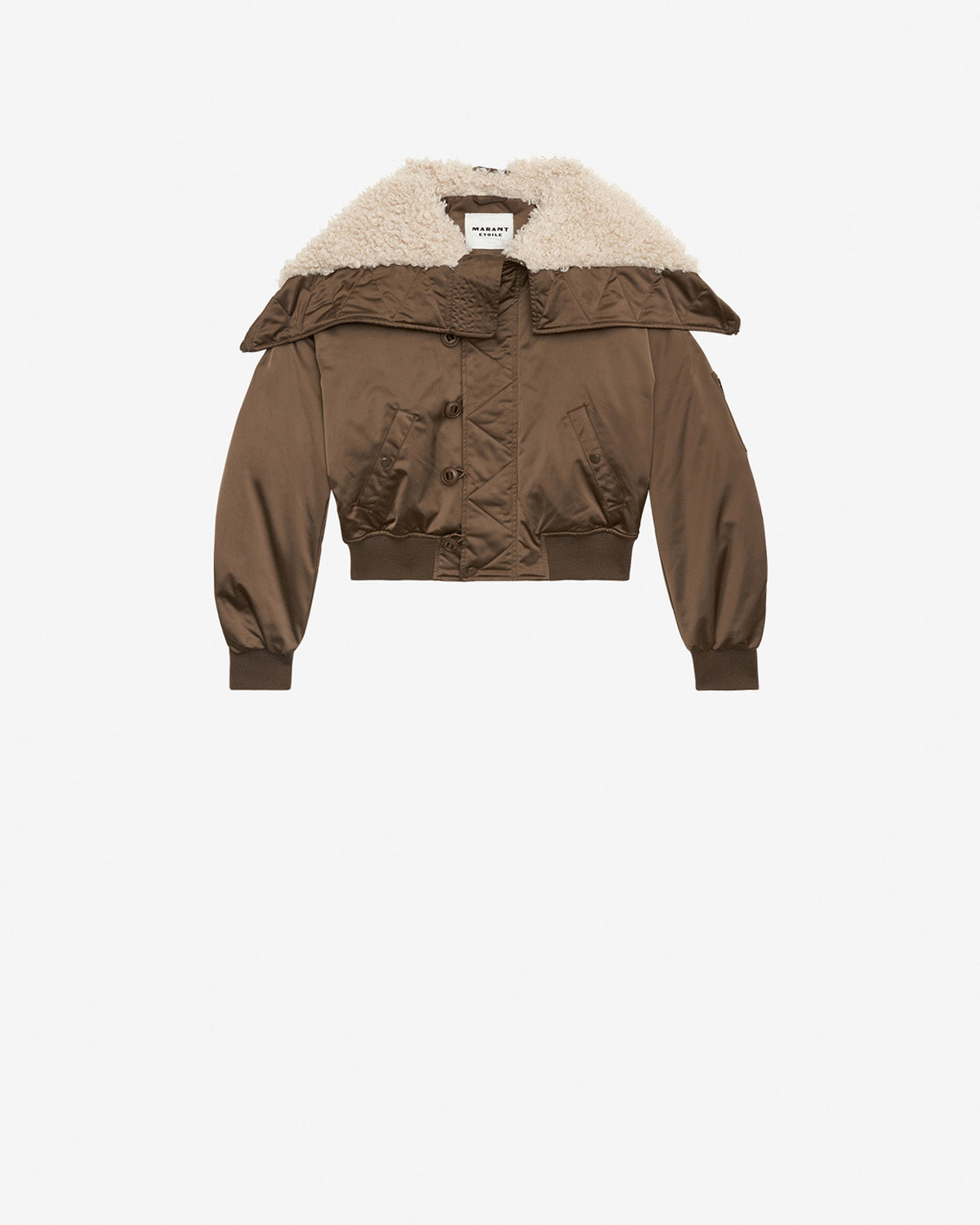 Chic Quilted Satin ELISA Coat with Faux Fur Lapel and Zippered Hood