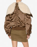 Chic Quilted Satin ELISA Coat with Faux Fur Lapel and Zippered Hood