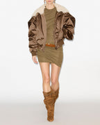 Chic Quilted Satin ELISA Coat with Faux Fur Lapel and Zippered Hood