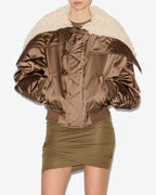 Chic Quilted Satin ELISA Coat with Faux Fur Lapel and Zippered Hood