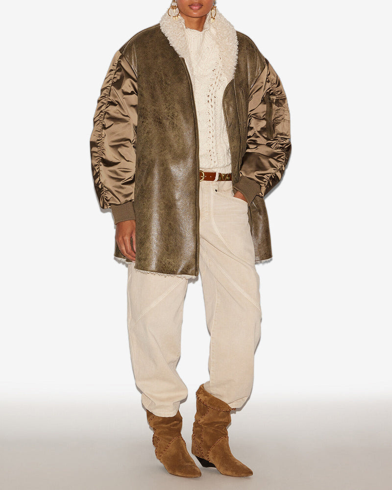Etoile Evina Vintage Satin Nylon Shearling Style Coat for Women