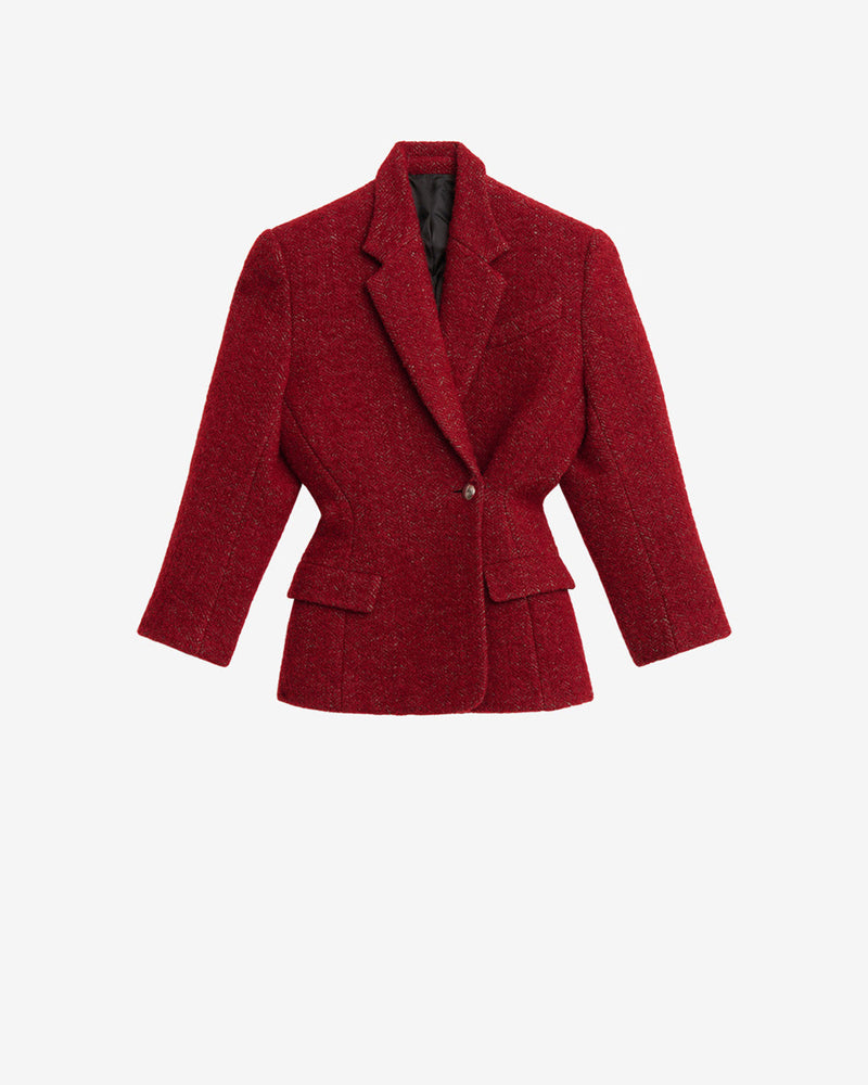 Isabel Marant Gallie Women's Short Brushed Wool Blend Deep Red Coat