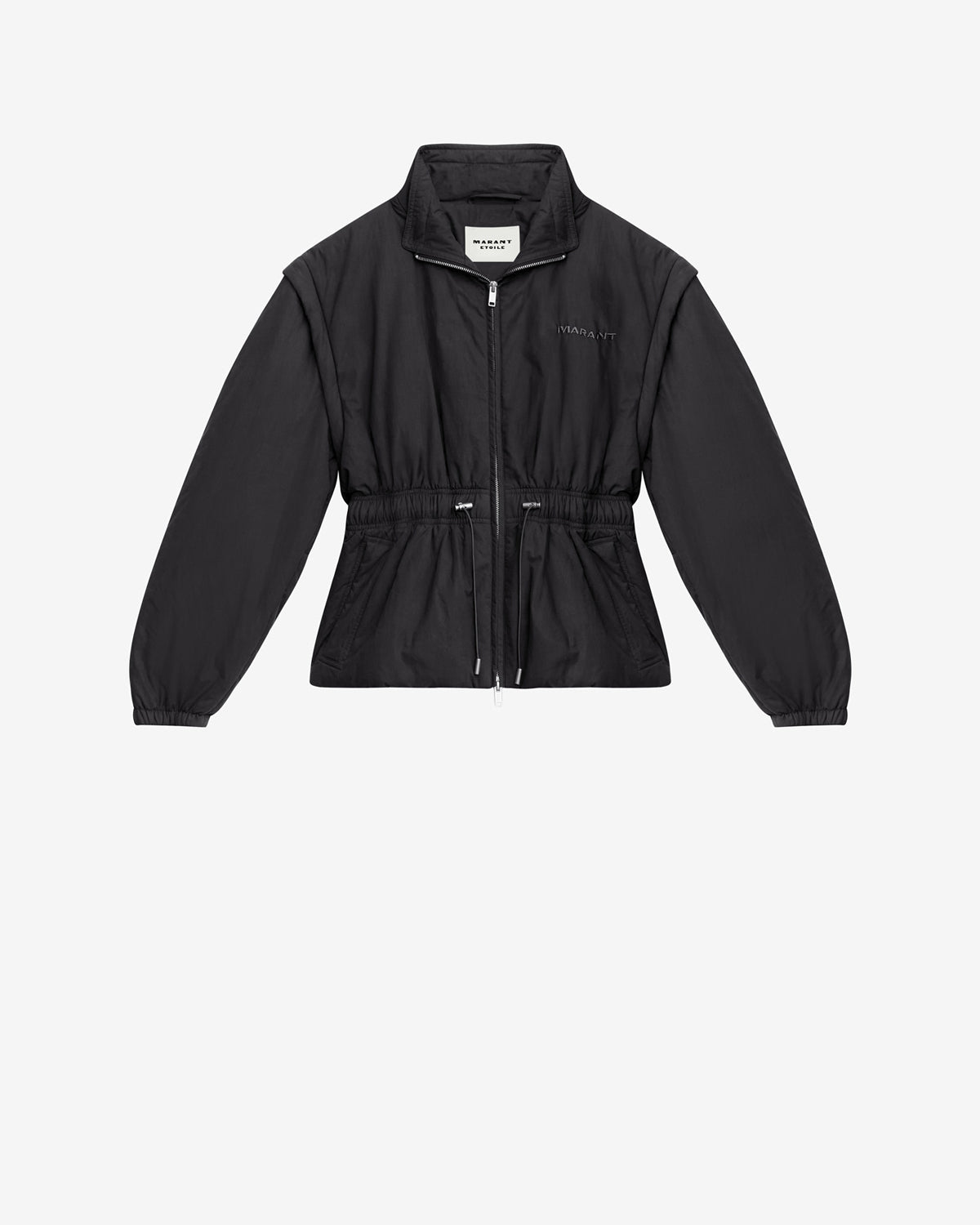 Chic Quilted Cotton Blend Dastyni Coat with Removable Sleeves, Double Collar