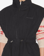 Chic Quilted Cotton Blend Dastyni Coat with Removable Sleeves, Double Collar