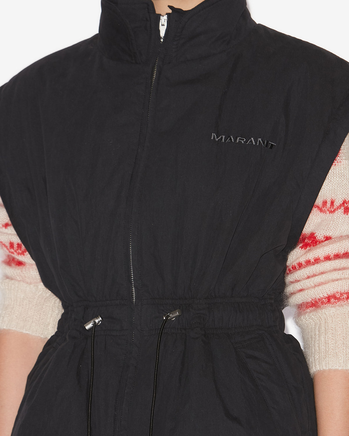 Chic Quilted Cotton Blend Dastyni Coat with Removable Sleeves, Double Collar