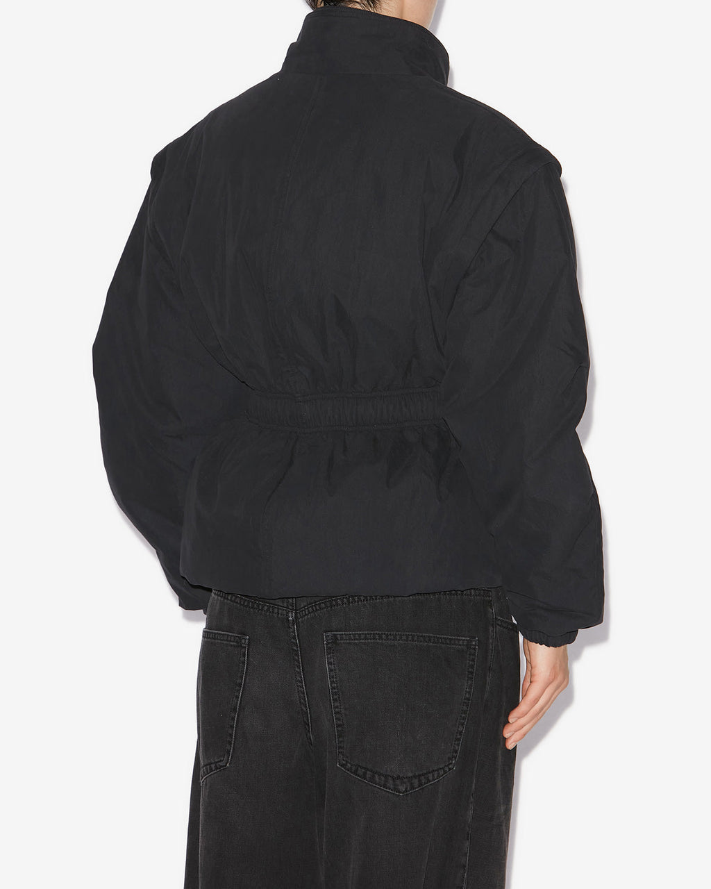 Chic Quilted Cotton Blend Dastyni Coat with Removable Sleeves, Double Collar