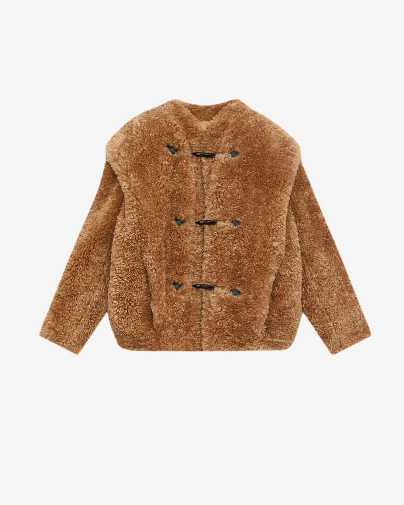 Luxurious Curly Faux Fur Avalia Coat with Toggle Fasteners and Quilted Lining