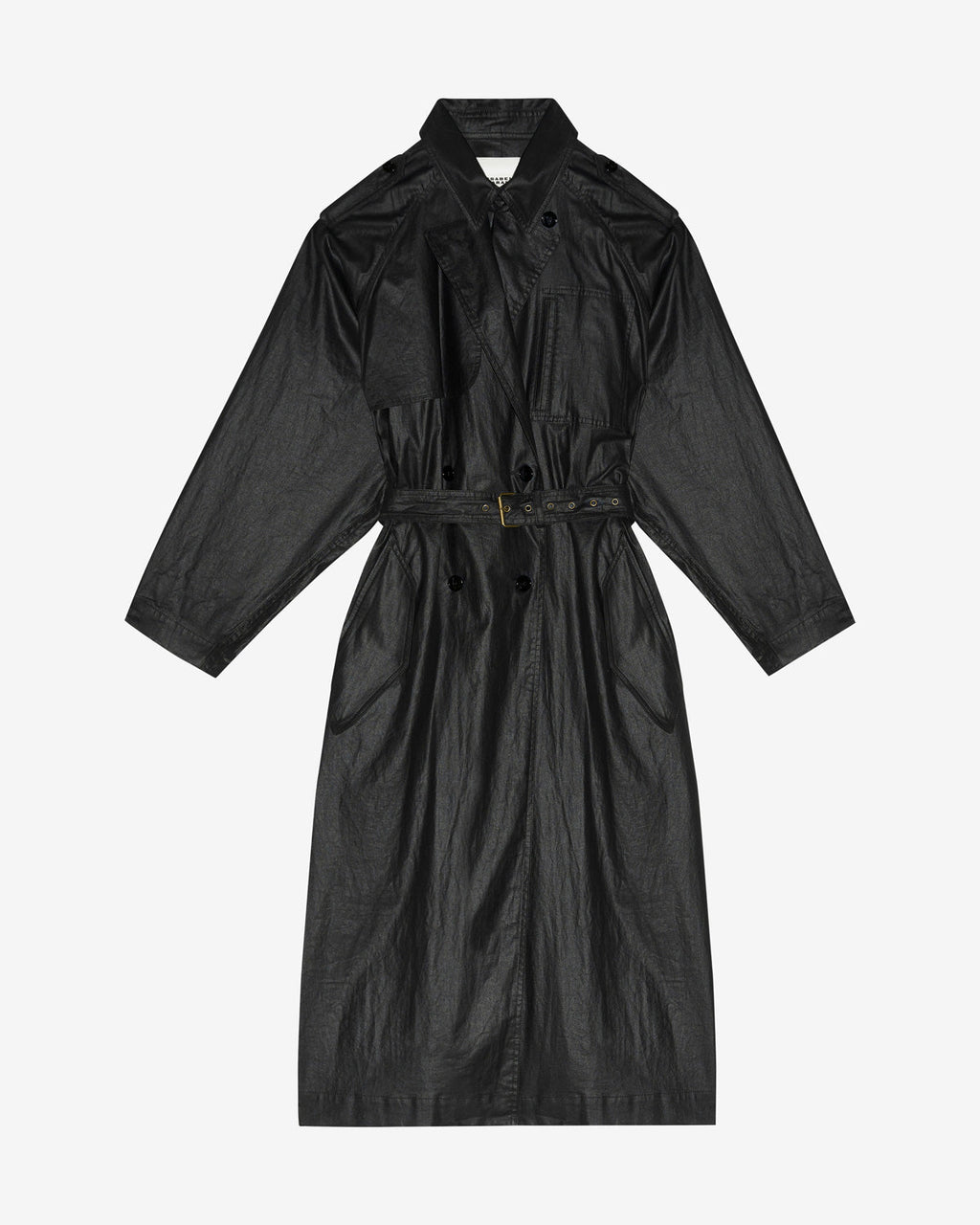 Chic Isabel Marant Freanne Python Print Coated Linen Long Trench Coat
