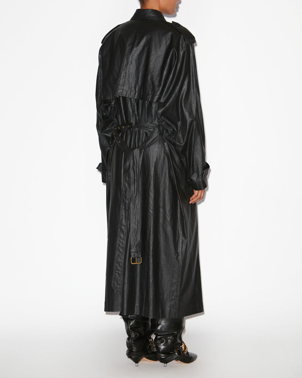 Chic Isabel Marant Freanne Python Print Coated Linen Long Trench Coat