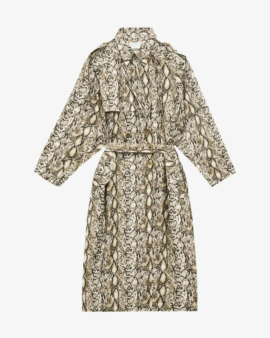 Chic Isabel Marant Freanne Python Coated Linen Long Trench Coat