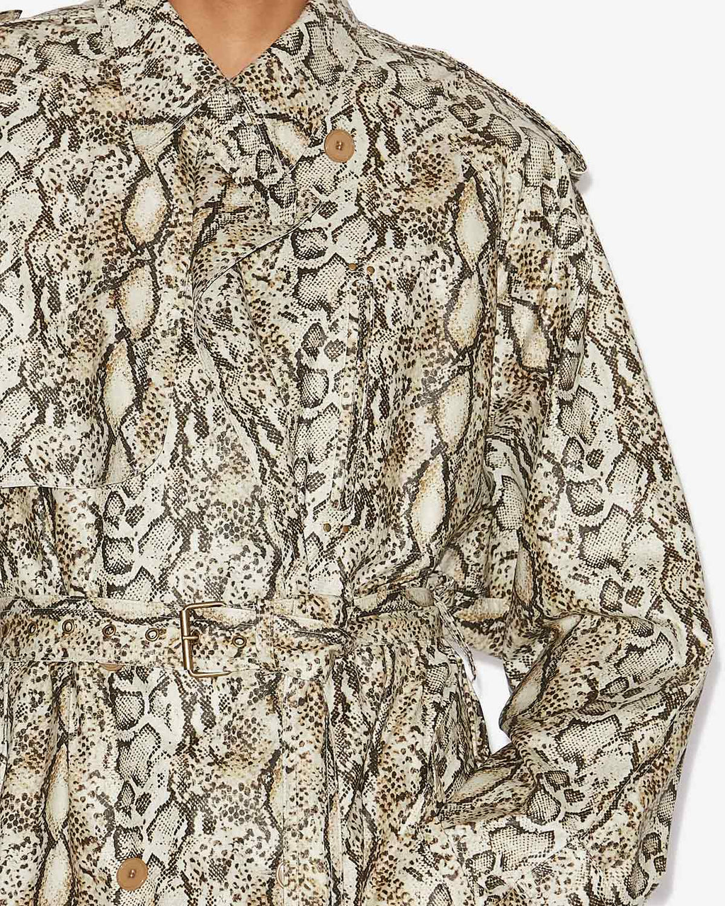 Chic Isabel Marant Freanne Python Coated Linen Long Trench Coat