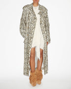 Chic Isabel Marant Freanne Python Coated Linen Long Trench Coat