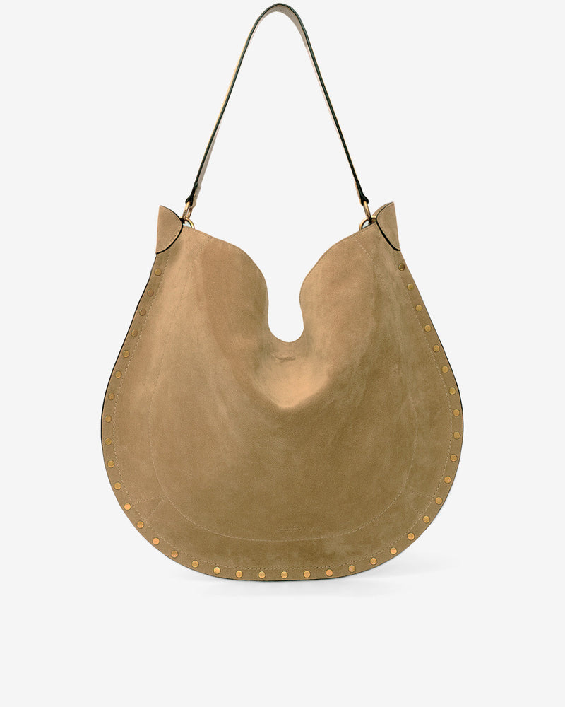 Isabel Marant Oskan Hobo Soft Suede Calfskin Shoulder Bag Taupe