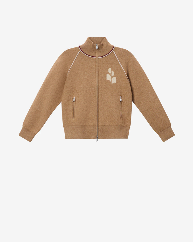 Chic Lanya Cotton Wool Knit Cardigan: Stand-Up Collar, Zippered Pockets