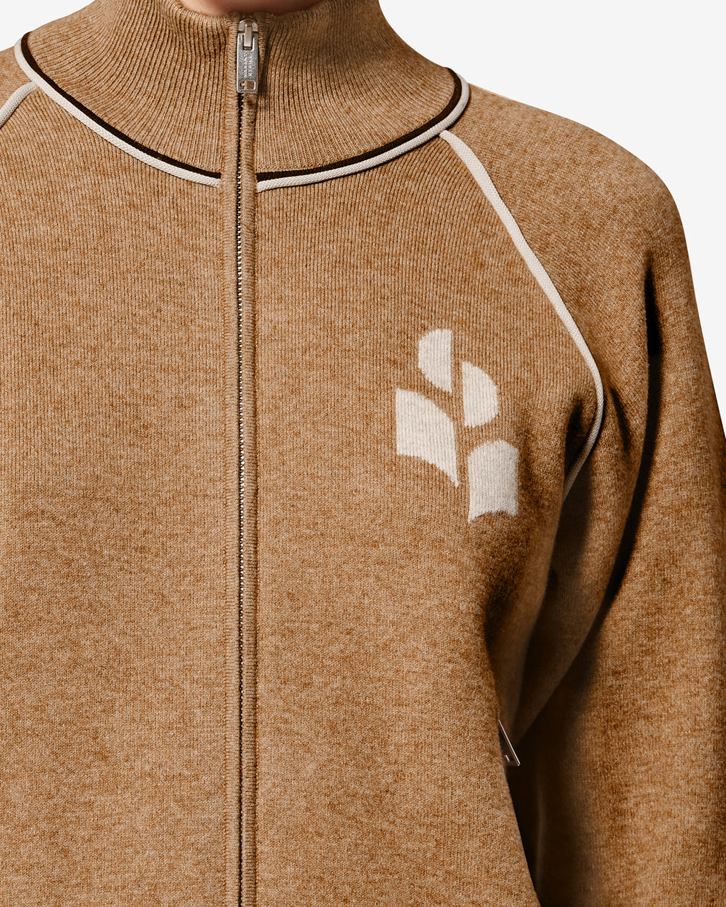 Chic Lanya Cotton Wool Knit Cardigan: Stand-Up Collar, Zippered Pockets