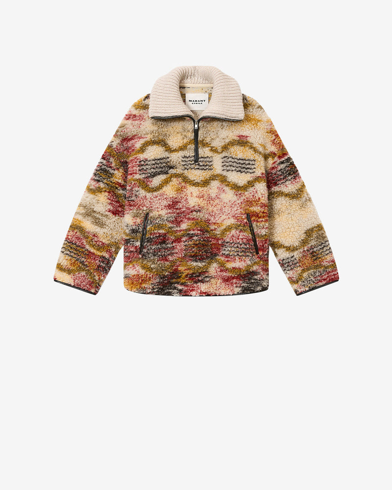 Isabel Marant Etoile Marner Cloud Pattern Fleece Coat - Ecru Ochre