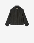 Chic Isabel Marant Dyogo Wool Blend Short Coat, V-Neck, Faux Leather Buttons