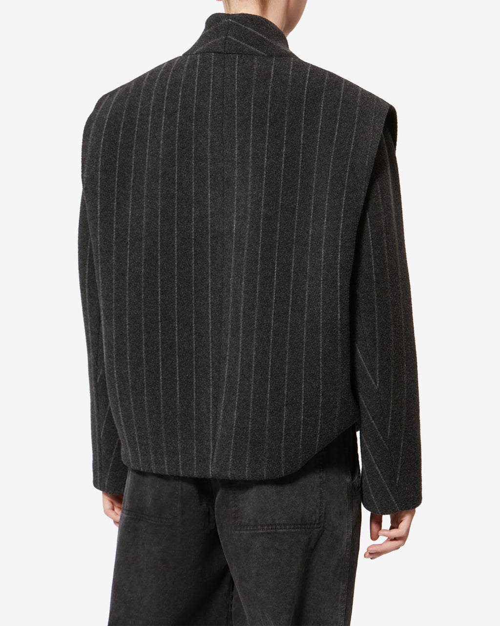 Chic Isabel Marant Dyogo Wool Blend Short Coat, V-Neck, Faux Leather Buttons