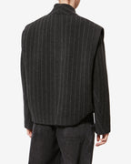 Chic Isabel Marant Dyogo Wool Blend Short Coat, V-Neck, Faux Leather Buttons