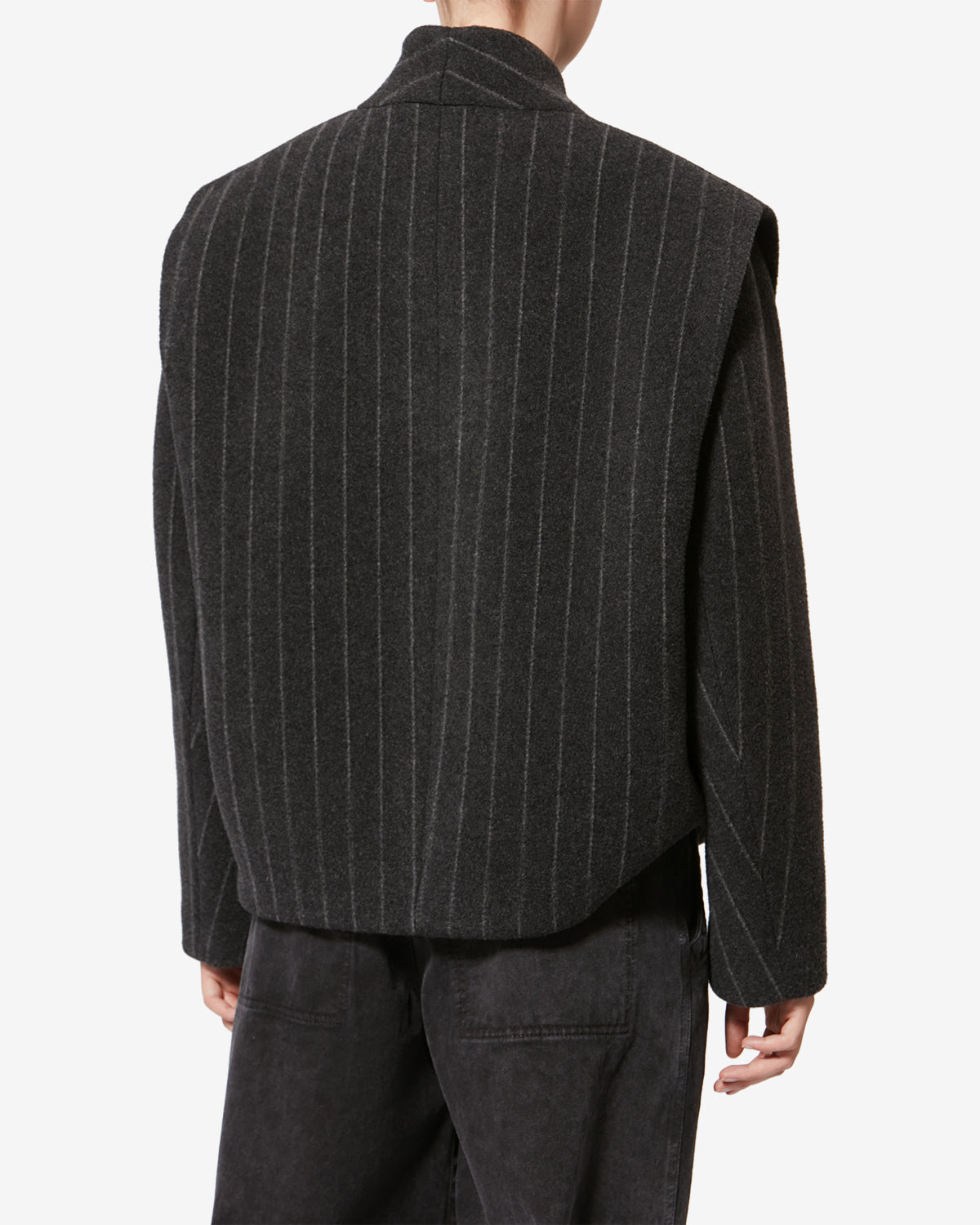 Chic Isabel Marant Dyogo Wool Blend Short Coat, V-Neck, Faux Leather Buttons