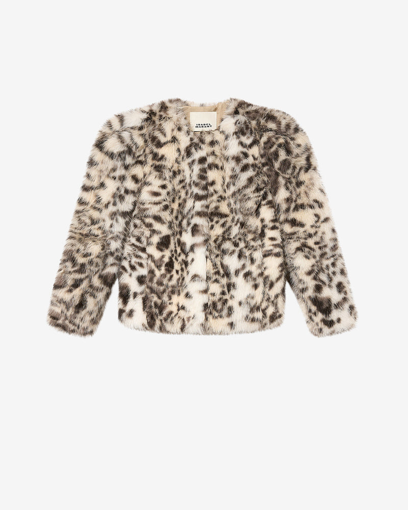 Luxurious Bahria Faux Fur Coat with Chic Epaulets, Pockets, Hook Closure