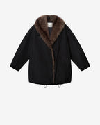 Chic Isabel Marant Cardine Reversible Black Faux Fur Lined Parka Coat