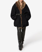 Chic Isabel Marant Cardine Reversible Black Faux Fur Lined Parka Coat