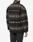 Chic Qayla Wavy Jacquard Cotton Linen Blend Coat with Faux Fur Collar