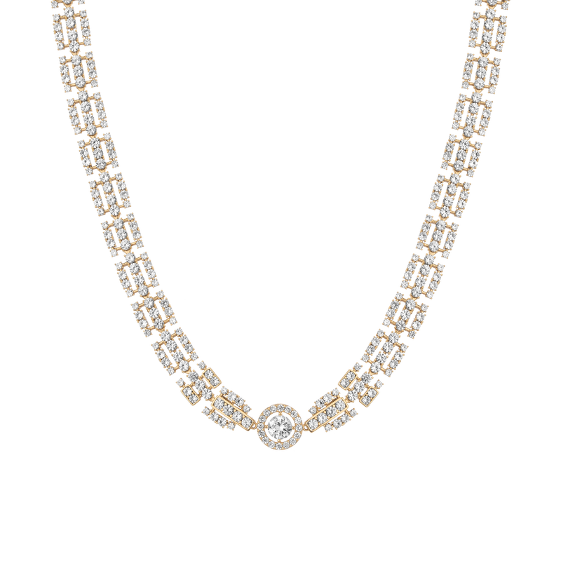 Dazzling Lab Grown White Sapphire Three Layered Tennis Necklace - Vermeil Gold Finish