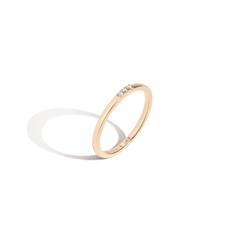 Elegant Three Diamond Stacker Ring: Radiant Gold, Timeless Design, Everyday Luxury