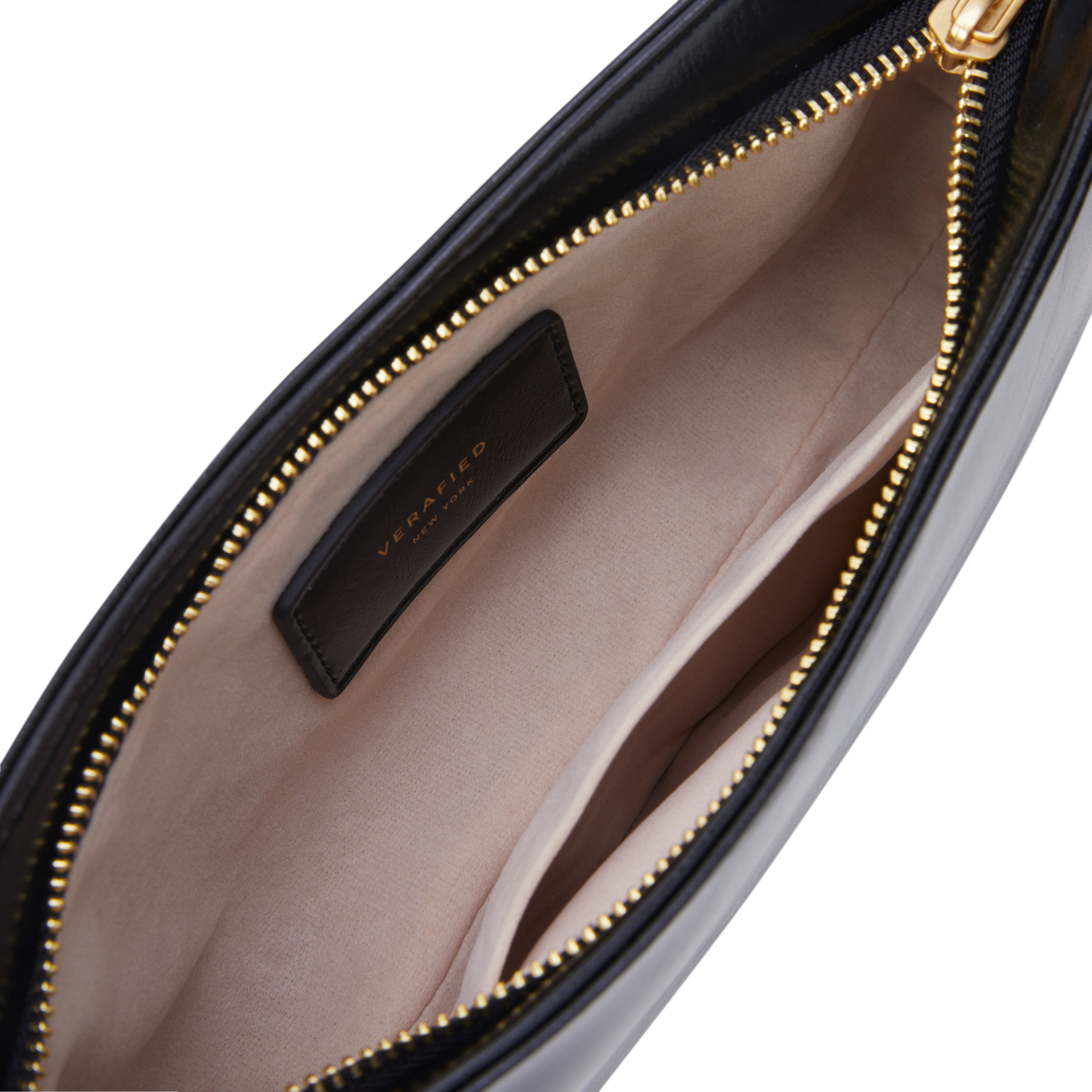 Chic Genuine Leather Black Shoulder Bag with Golden Hardware - Compact Baguette Style