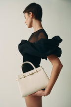 Chic Ivory Togo Leather Book Tote Bag 25: Versatile Crossbody Handbag