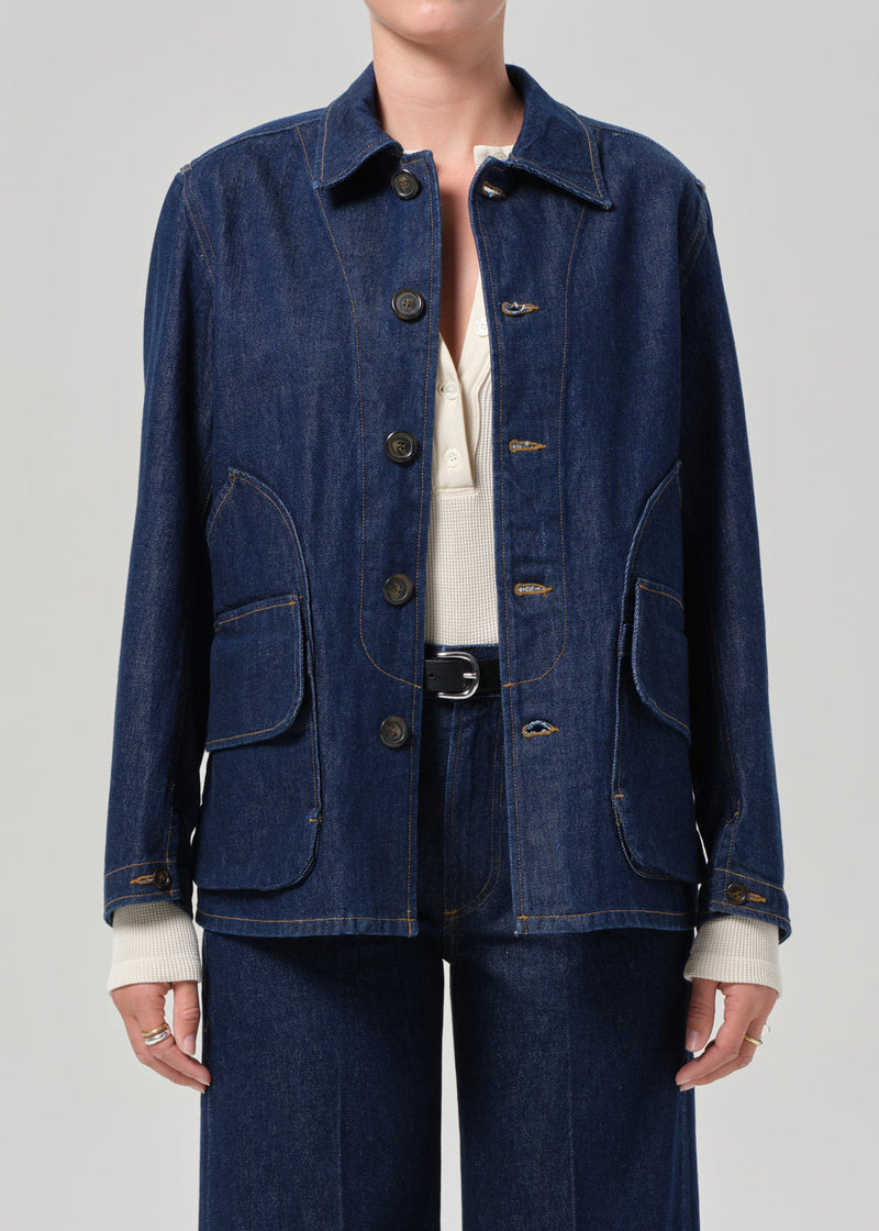 Women's Regenerative Cotton Abra Work Jacket: Timeless Denim Utility Style