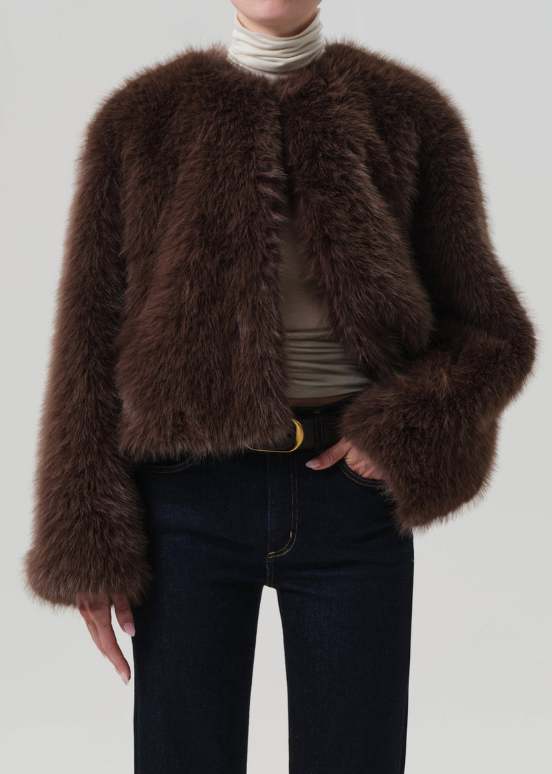 Luxurious Honey Faux Fur Esme Jacket: Plush, Warm, Relaxed, Statement-Making Style