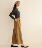 Chic Merino Wool Ribbed V-Neck Henley Top - Charcoal Grey Long Sleeve