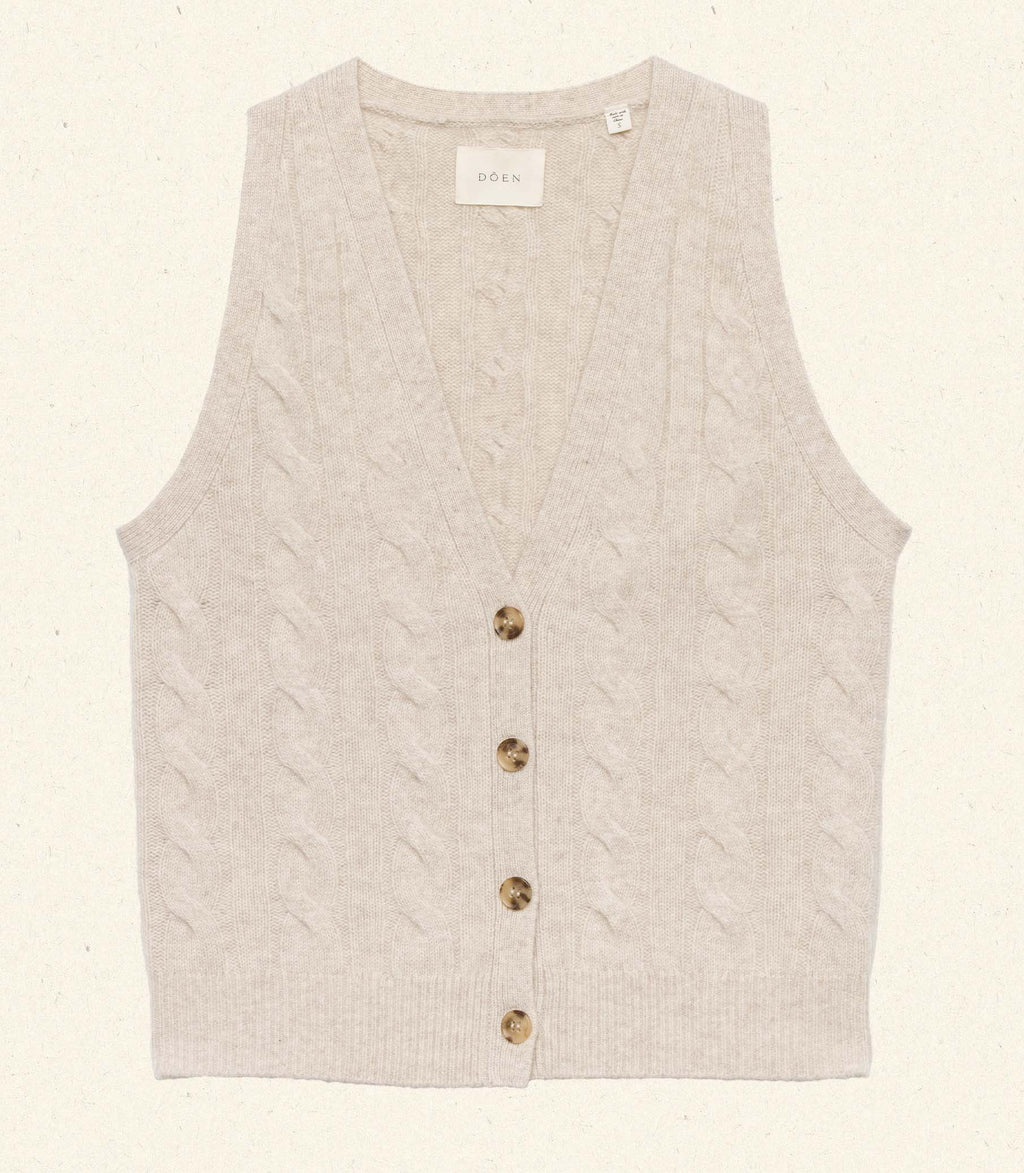 Luxurious Cloud-Soft 100% Cashmere Cable Knit V-Neck Sweater Vest