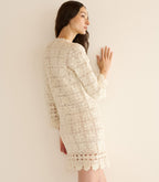 Elegant Hand-Crocheted Pima Cotton Alea Tunic Dress with Bell Sleeves