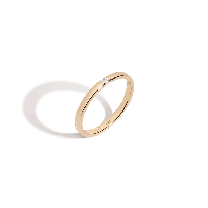 Petite Floating Diamond Tension Ring in 14K/18K Gold – Dainty Stackable Style