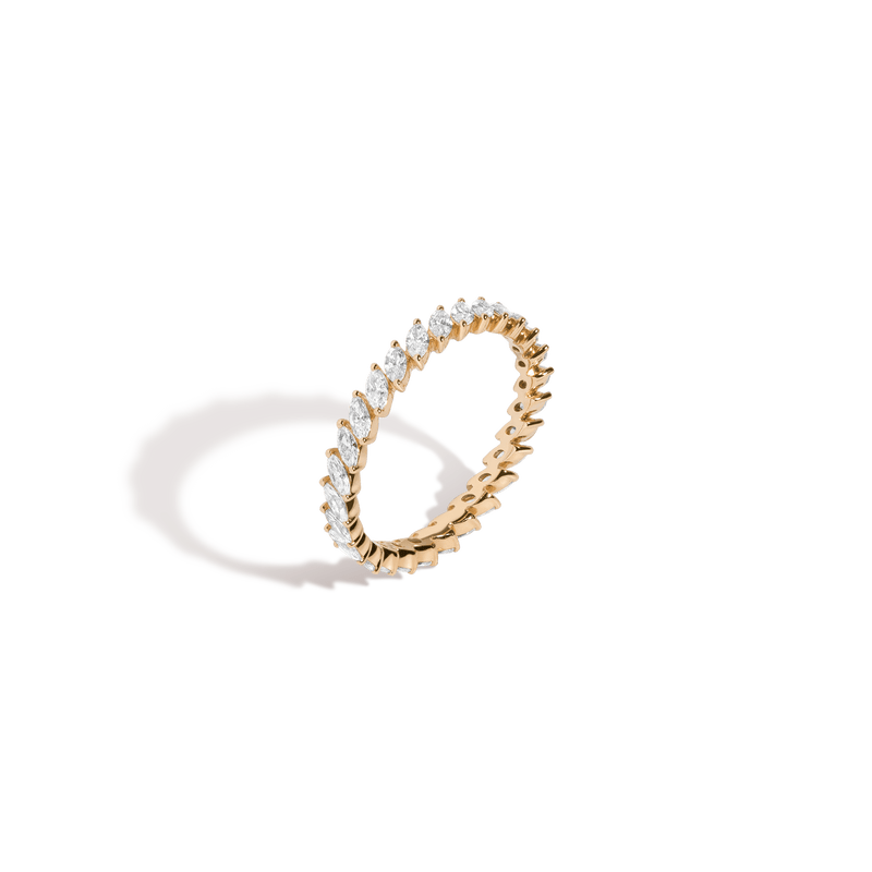 Sparkling Marquise Lab Grown Diamond Eternity Ring, Sustainable 14k 18k Gold Band