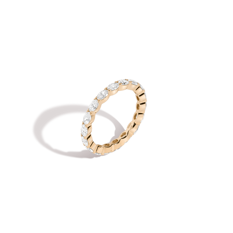 Sustainable 14k 18k Solid Gold Horizontal Oval Lab Grown Diamond Eternity Ring