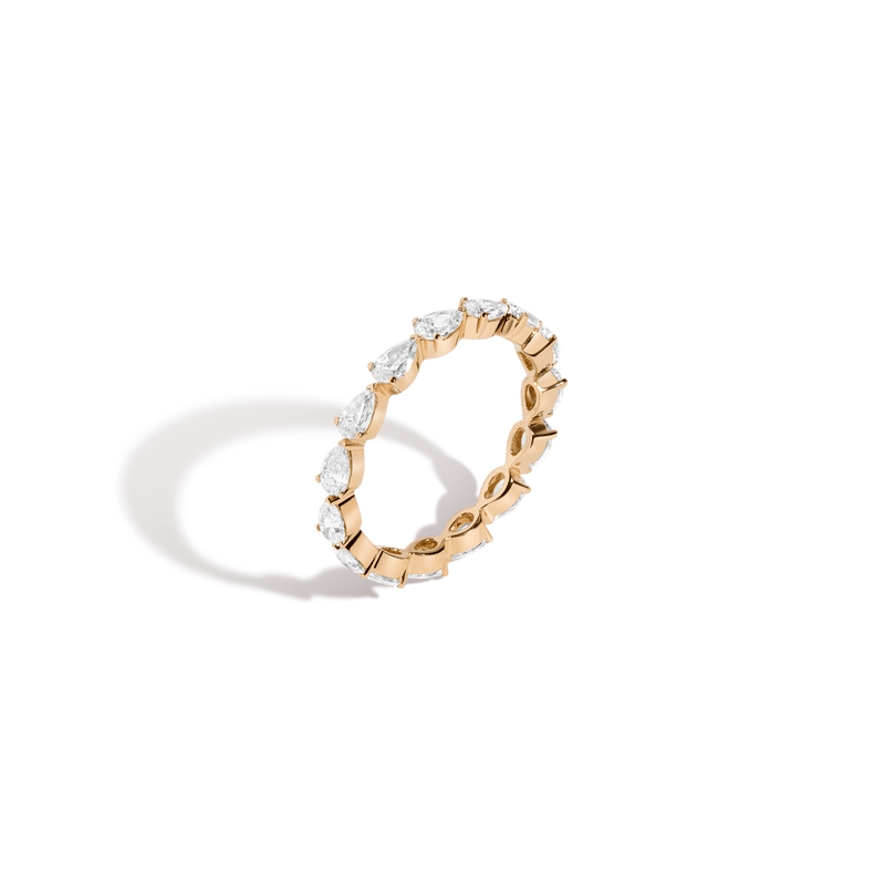 Exquisite Pear Lab Grown Diamond Eternity Ring: Sustainable 14k/18k Gold Band