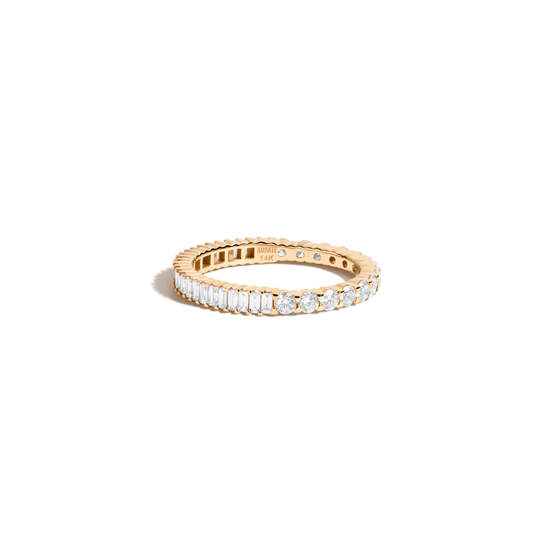 Two-in-One Mini Lab Grown Diamond Eternity Ring, Round & Baguette Cut