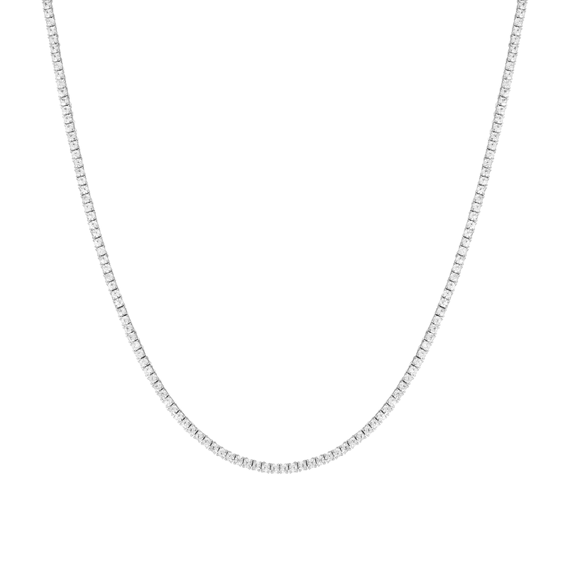 Sparkling Lab Grown White Sapphire Vermeil Tennis Necklace - Various Lengths & Finishes