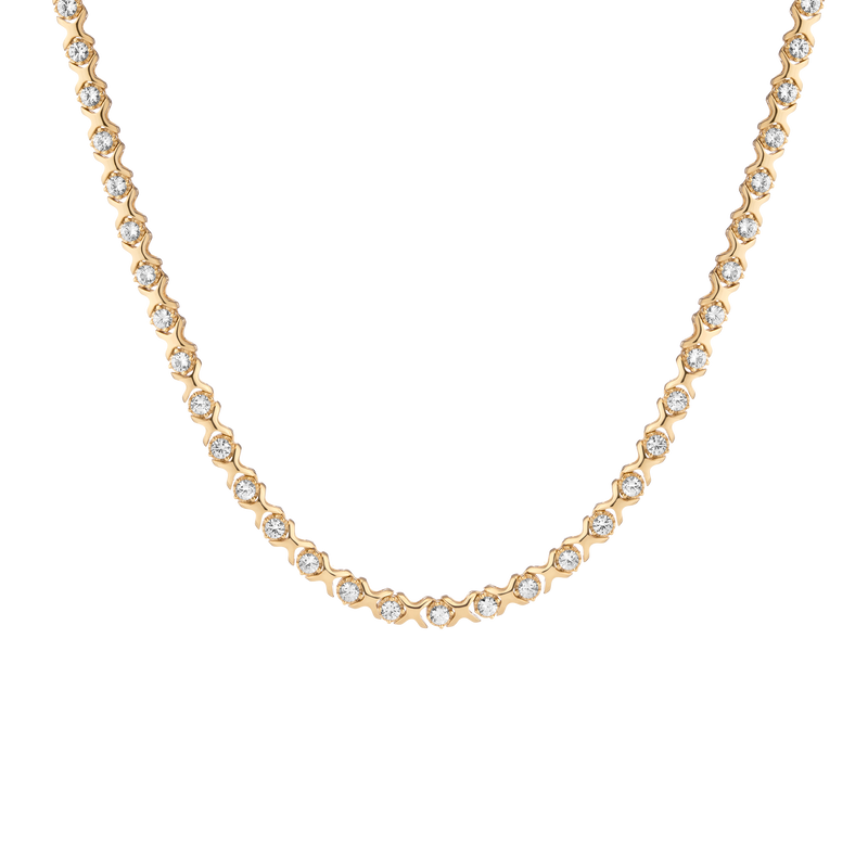 Bold Lab Grown White Sapphire X Tennis Necklace, Dazzling Yellow Gold Vermeil Choker